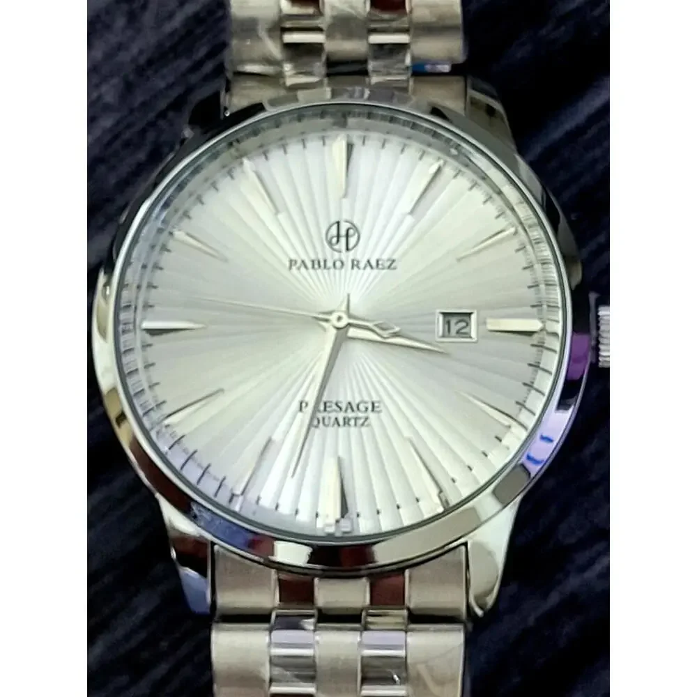 New Vintage Pablo Raez Mens Slv Wht‎ Steel Presage 40mm Watch